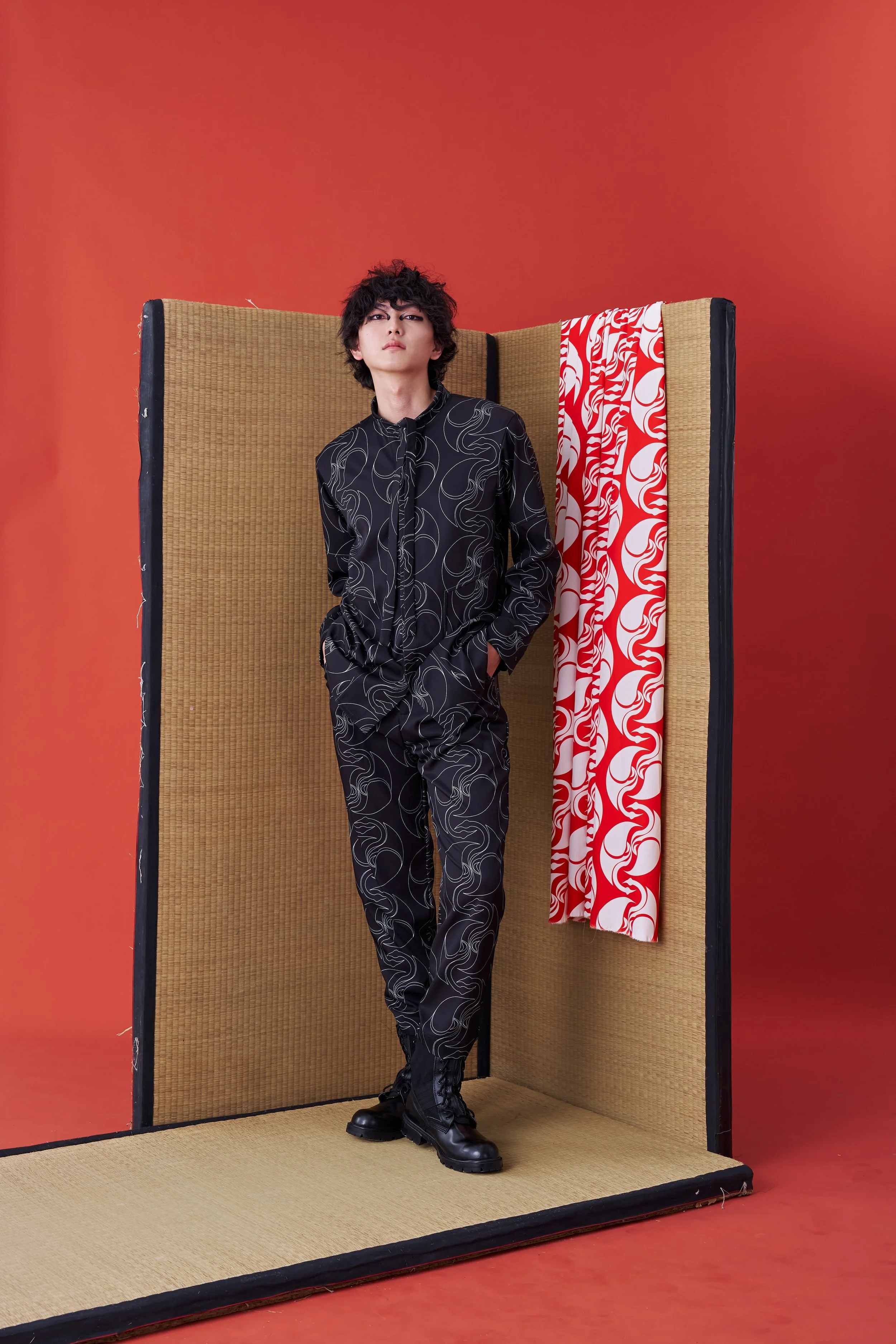 Deconstructed Collar Tie Shirt (Black print) — INF - Garment for